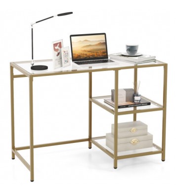 Modern Console Table with 2 Open Shelves and Metal Frame-Golden