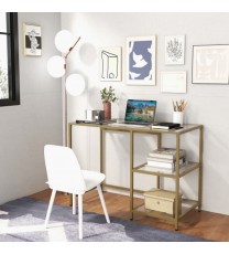 Modern Console Table with 2 Open Shelves and Metal Frame-Golden