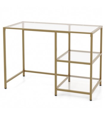 Modern Console Table with 2 Open Shelves and Metal Frame-Golden