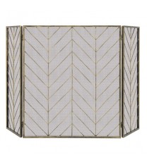 3-Panel Metal Foldable Fireplace Screen with Metal Mesh-Bronze