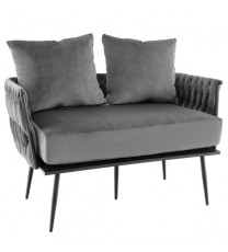 Modern Loveseat Sofa Upholstered Dutch Velvet Sofa Couch-Gray