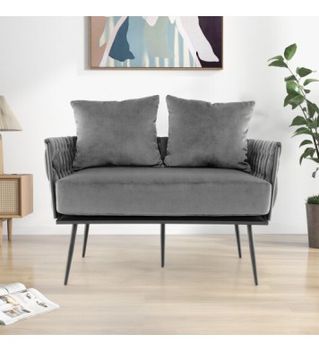 Modern Loveseat Sofa Upholstered Dutch Velvet Sofa Couch-Gray