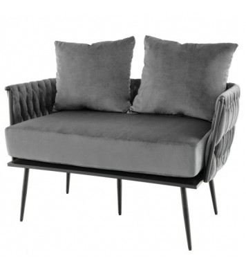 Modern Loveseat Sofa Upholstered Dutch Velvet Sofa Couch-Gray