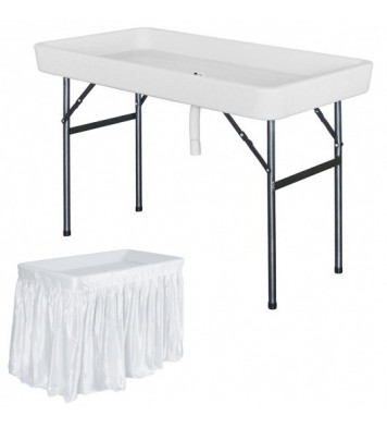 4 Feet Plastic Party Ice Folding Table with Matching Skirt