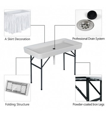 4 Feet Plastic Party Ice Folding Table with Matching Skirt