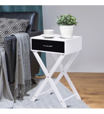 Modern X-Shape Accent Side End Table-Black