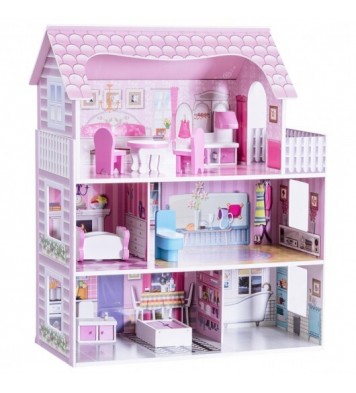 28 Inch Pink Dollhouse with Furniture