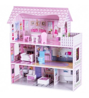 28 Inch Pink Dollhouse with Furniture