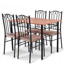 5 Pieces Dining Set Wooden Table and 4 Cushioned Chairs