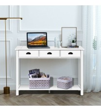 Wooden Console Table with 3 Drawers and 2-Tier Shelves