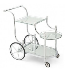 Kitchen Rolling Bar Cart with Tempered Glass Suitable for Restaurant and Hotel