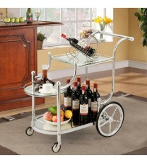 Kitchen Rolling Bar Cart with Tempered Glass Suitable for Restaurant and Hotel