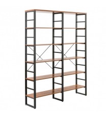 80 Inch Freestanding Industrial Double Wide 6-Shelf Bookcase