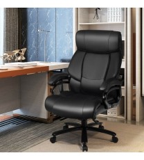 Big & Tall 400lb PU Leather Massage Office Chair-Black