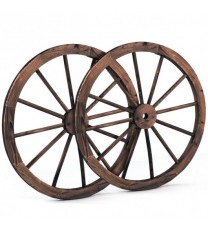 Set of 2 30-inch Decorative Vintage Wood Wagon Wheel