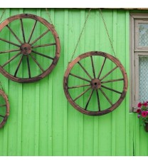 Set of 2 30-inch Decorative Vintage Wood Wagon Wheel