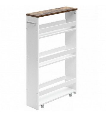 4 Tiers Rolling Slim Storage Kitchen Organizer Cart with Handle-White