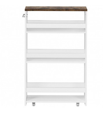 4 Tiers Rolling Slim Storage Kitchen Organizer Cart with Handle-White