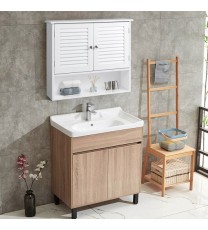 Double Doors Shelves Bathroom Wall Storage Cabinet