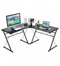 59 Inches L-Shaped Corner Desk Computer Table for Home Office Study Workstation-Black