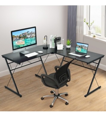 59 Inches L-Shaped Corner Desk Computer Table for Home Office Study Workstation-Black