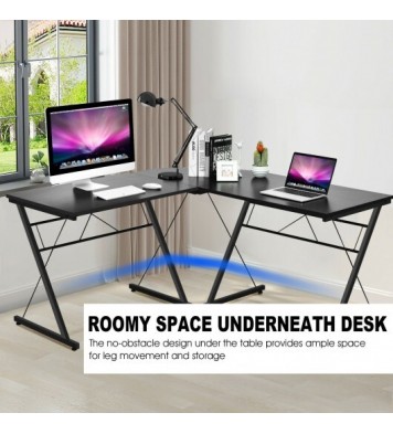 59 Inches L-Shaped Corner Desk Computer Table for Home Office Study Workstation-Black