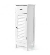 Woodern Bathroom Floor Storage Cabinet with Drawer and Shutter Door-White