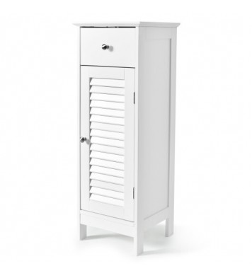 Woodern Bathroom Floor Storage Cabinet with Drawer and Shutter Door-White