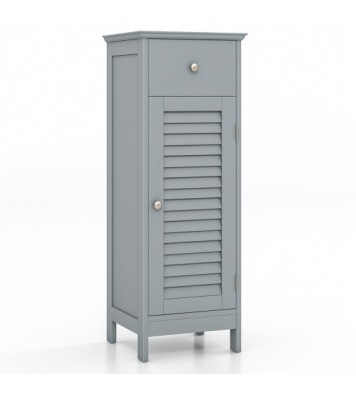 Woodern Bathroom Floor Storage Cabinet with Drawer and Shutter Door-White