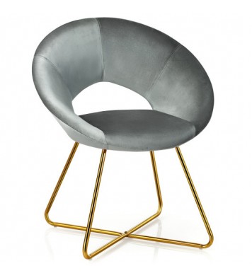 Modern Accent Velvet Dining Arm Chair with Golden Metal Legs and Soft Cushion-Dark Green