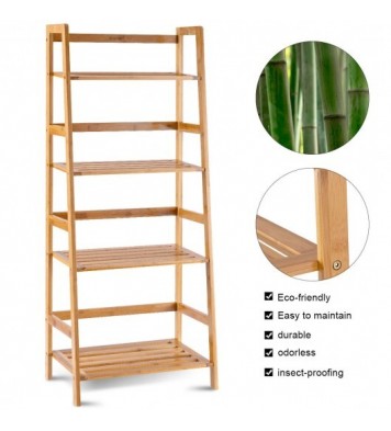 47.5 Inch 4-Tier Multifunctional Bamboo Bookcase Storage Stand Rack