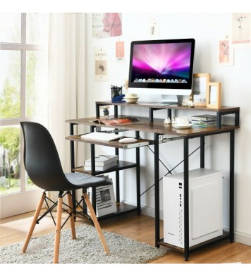 47 Inches Computer Desk Writing Study Table with Keyboard Tray and Monitor Stand