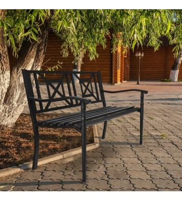 Patio Garden Bench with Powder Coated Steel Frame