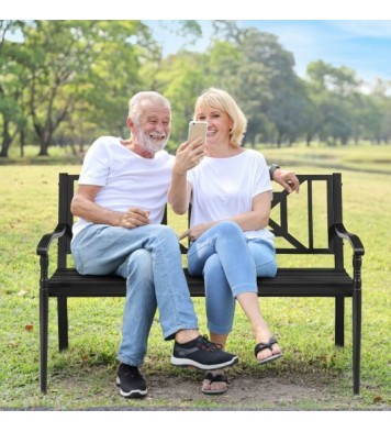 Patio Garden Bench with Powder Coated Steel Frame