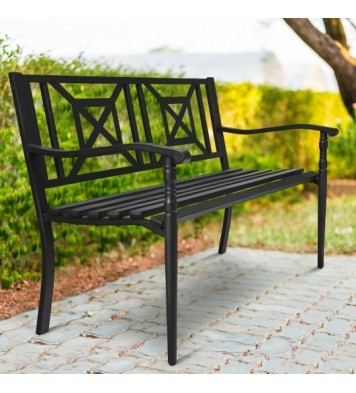 Patio Garden Bench with Powder Coated Steel Frame