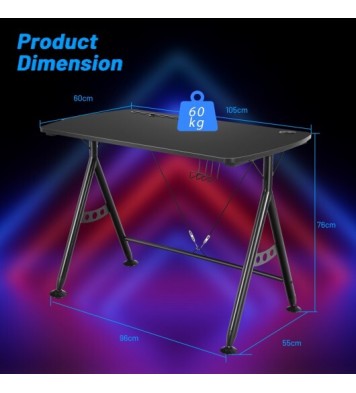 Y-shaped Gaming Desk with Phone Slot and Cup Holder