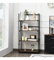 4-Tier Folding Bookshelf No-Assembly Industrial Bookcase Display Shelves