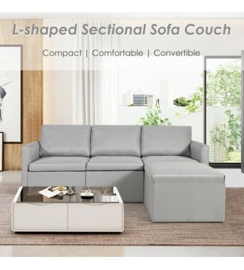 Convertible L-Shaped Sectional Sofa Couch with Reversible Chaise-Green