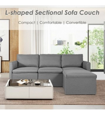 Convertible L-Shaped Sectional Sofa Couch with Reversible Chaise-Green