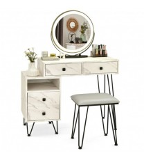 Modern Dressing Table with Storage Cabinet-White