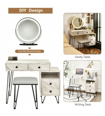 Modern Dressing Table with Storage Cabinet-White