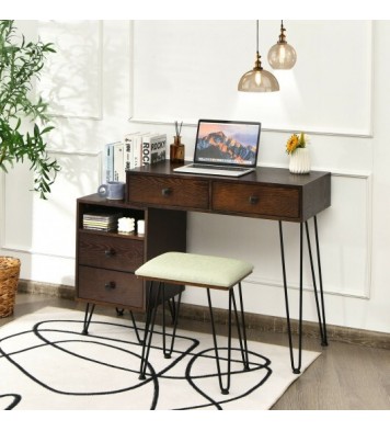 Modern Dressing Table with Storage Cabinet-White