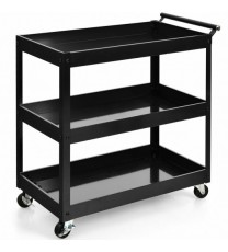 3-Tier Utility Cart Metal Mental Storage Service Trolley-Black