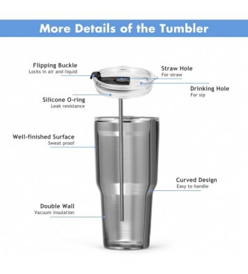 30oz Stainless Steel Tumbler Cup Double Wall Vacuum Insulated Mug with Lid