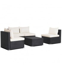 5 Pieces Outdoor Patio Furniture Set with Cushions and Coffee Table