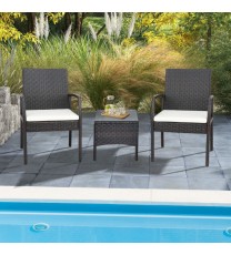 2 Pieces Patio Wicker Dining Armchair Set with Soft Zippered Cushion-Set of 2