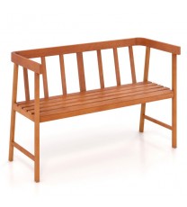 Outdoor Acacia Wood Bench with Backrest and Armrests