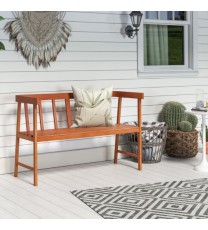 Outdoor Acacia Wood Bench with Backrest and Armrests