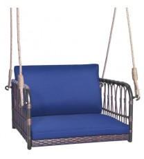 Single Person Hanging Seat with Seat and Back Cushions-Navy