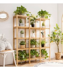 Multifunctional Bamboo Shelf Flower Plant Display Stand